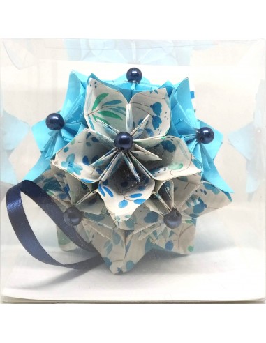 Kusudama bowl - combined blues 7