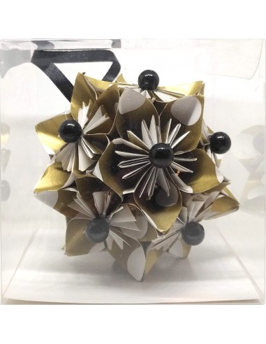 Kusudama bowl - gold - polka dots 3