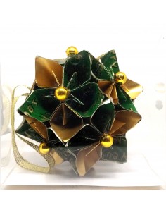 Kusudama bowl - gold & green 2